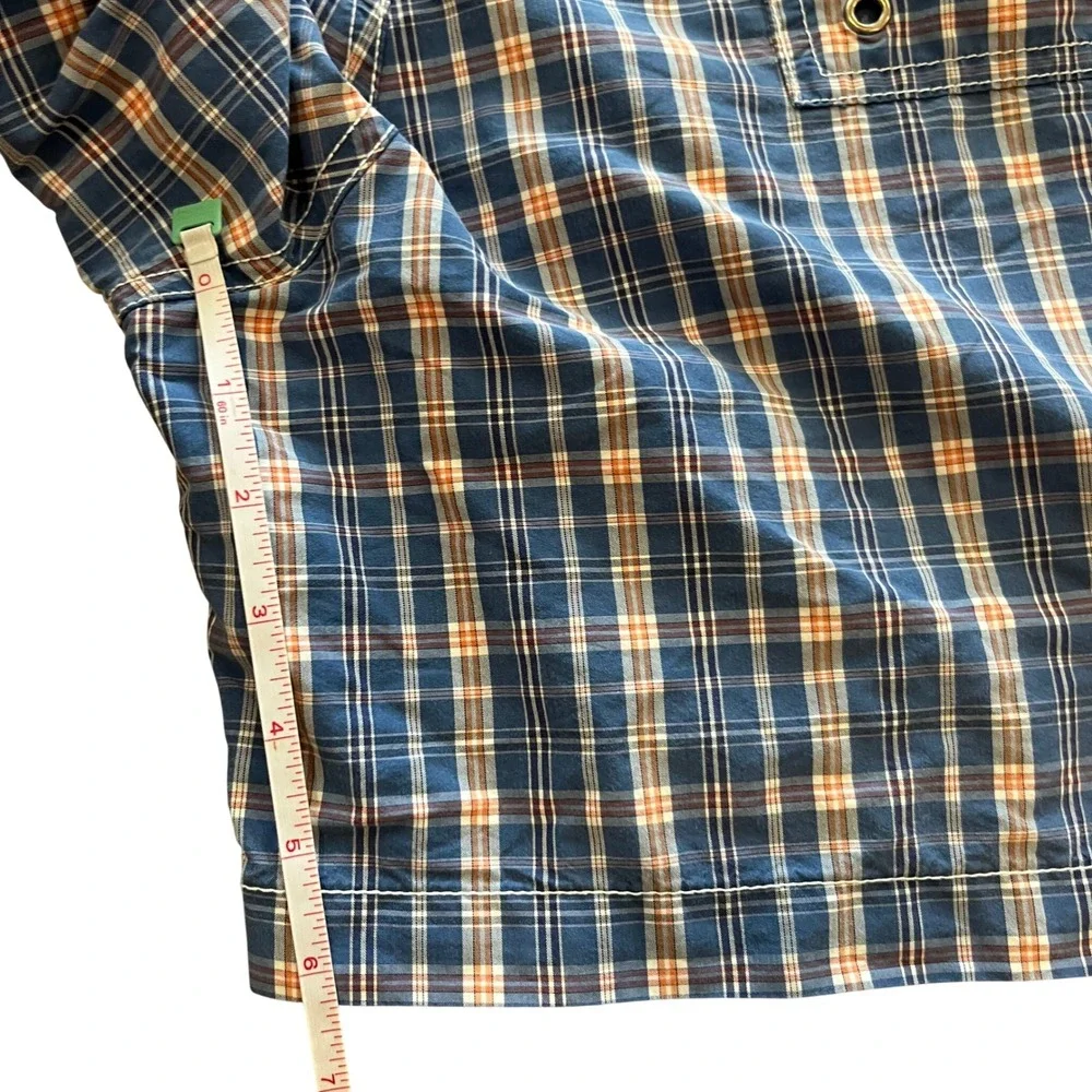Polo Ralph Lauren Mens Blue Orange Plaid Swim Trunks‎ L Lined 6 Inch Inseam
